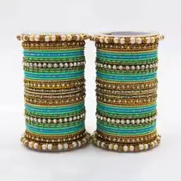 leshya Set of 2 Stone-Studded Metal Bangles-picture-45