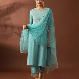 jaipur kurti Women Embroidery Silk Kurta Set  -picture-46