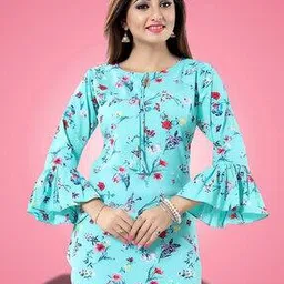 revangi Women Floral Print Flared Tunic-picture-24