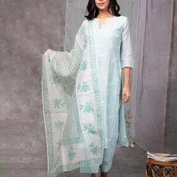 dayaachi Women Embroidered Straight Kurta with Pants & Dupatta-picture-15