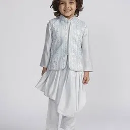 vastramay Boys Kurta Pyjama Set with Nehru Jacket-picture-32