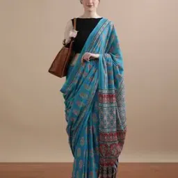 jaipur kurti Women Floral Print Pure Cotton Saree-picture-34