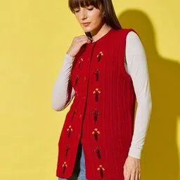 clapton Women Woolen Sleeveless Cardigan -picture-42