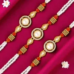 mahi Men Pack Of 3 Stone-Beaded Tie-Up Rakhi image 1