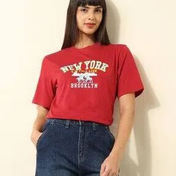 u.s. polo assn. Women Typographic Print Boxy Fit Crew-Neck T-Shirt-picture-37