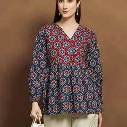 melange by lifestyle Women Printed V-Neck Straight Kurti-picture-11