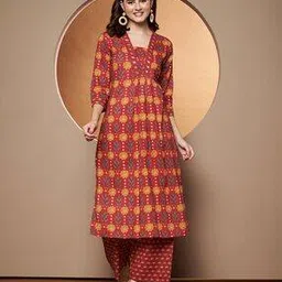 ph poshakhub Women Floral Print A-Line Kurta Set-picture-50