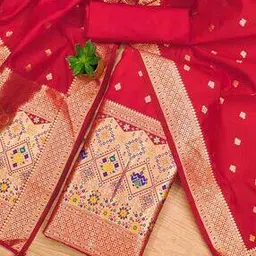 leeli peeri designer Women Zari Woven 3-Piece Unstitched Dress Material-picture-12