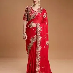 peachmode Women Embroidered Saree with Contrast Border-picture-50