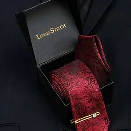 louis stitch Men Paisley Pattern Tie with Pocket Square & Tie Pin-picture-30