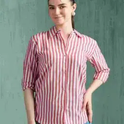 house of mira Women Striped Relaxed Fit Shirt-picture-12