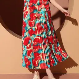 zwerlon x ag Women Printed Pleated A-Line Skirt-picture-37