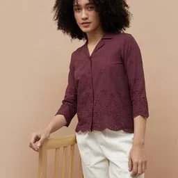 fame forever by lifestyle Women Schiffli Embroidered Regular Fit Top-picture-14