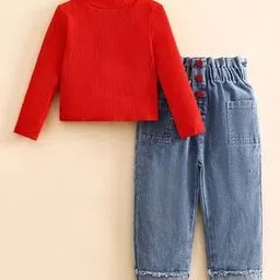 Girls High-Neck Top & jeans Set-image-87