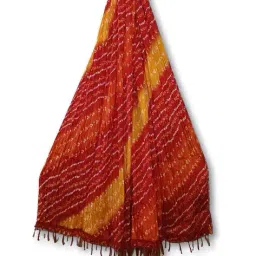 molcha by babita singh Women Bandhani Print Dupatta with Tassels image 1
