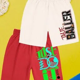 aoosh Boy Pack of 2 Typographic Print Regular Fit Shorts-picture-25
