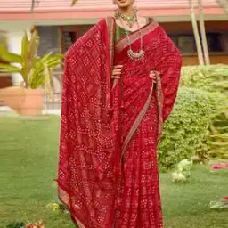 ri-wah Women Bandhani Print Saree with Contrast Border-picture-37