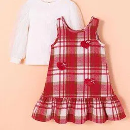 hopscotch Girls Checked A-Line Dress & Top Set-picture-41