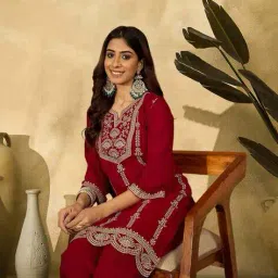 shewill Embroidery Straight Kurta Set image 1