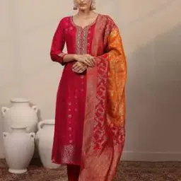 Women Embroidered Straight Kurta Suit Set -image-62