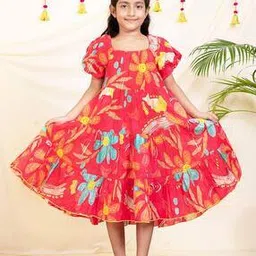 bugandbees Girl Floral Print Fit & Flared Dress-picture-31