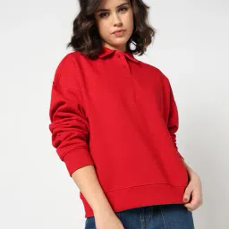 yousta Women Oversized Sweatshirt with Spread Collar image 1