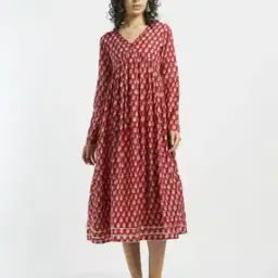 svrnaa by azorte Printed Angrakha Dress with Mirror Work-picture-16