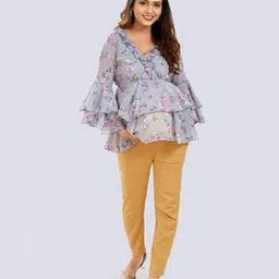 mom for sure by ketki dalal Leaf Print Tunic with Bell-Sleeves-picture-28