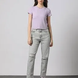 outryt by azorte Women Mid Wash Distressed Straight Jeans-picture-13