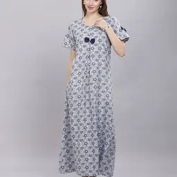 naidu hall Women Floral Print Round-Neck Nightgown image 1