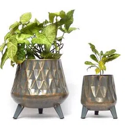 ecofynd Pack of 2 Metal Pots with Stand-picture-21