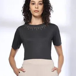 fig Women Slim Fit Top with Embellished Neck-picture-19