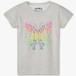 kg frendz Girls Floral Embossed Slim Fit Round-Neck T-Shirt-picture-39