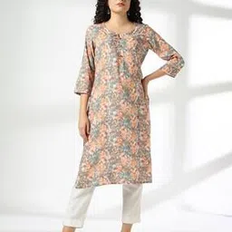 avaasa mix n' match Women Floral Print Straight Kurta-picture-16