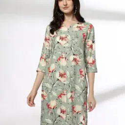 avaasa mix n' match Women Floral Print Straight Kurta-picture-18