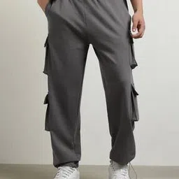 nobero Men Joggers with Cargo Pockets & Elasticated Drawstring Waist-picture-47