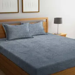 klotthe 300 TC Woolen Double Bedsheet with 2 Pillow Covers-picture-47