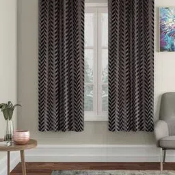 Set of 2 Herringbone Print Blackout Window Curtains-image-67