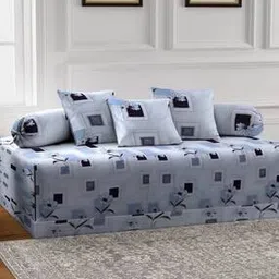 arrabi Pack of 6 Floral Print TC Cotton Blend Diwan Set-picture-36