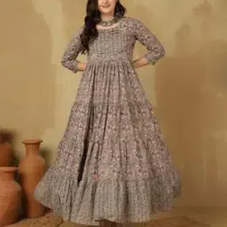 Women Floral Print Flared Kurta-image-49