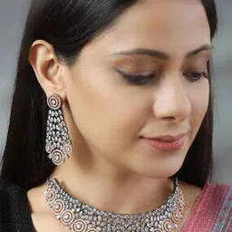 priyaasi Stone-Studded Ethnic Necklace & Earrings Set-picture-13