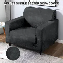 cortina eyelet curtain 1 Seater Sofa Cover with Velveteen Finish-picture-51