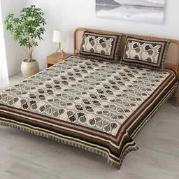 mafatlal 144 TC Floral Print King-Size Bedsheet with Pillow Covers-picture-20