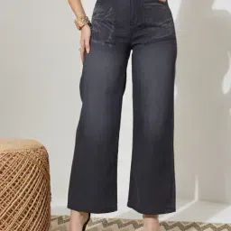 Shein Full Length Fly With Button Closure Mid Wash Jeans image 1