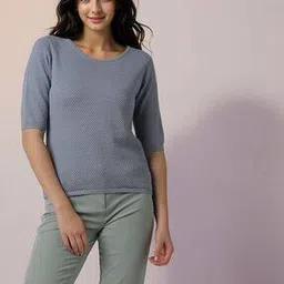 Popcorn-Knit Round-Neck Pullover-image-51