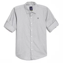 allen solly Boys Micro Print Slim Fit Shirt with Spread Collar image 1