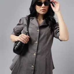 hancock Women Pleated Shirt with Cuban-Collar-picture-15