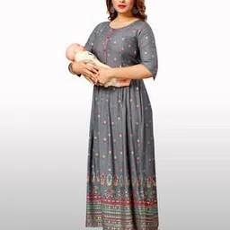 Indian Round-Neck A-line Dress-image-3