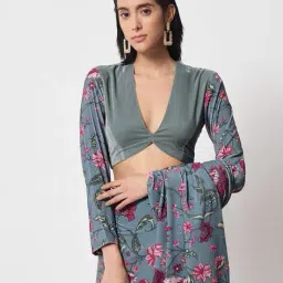 truebrowns Floral Print V-Neck Blouse image 1