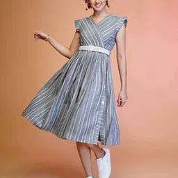 majesta Women Stripes Fit & Flare Dress-picture-51